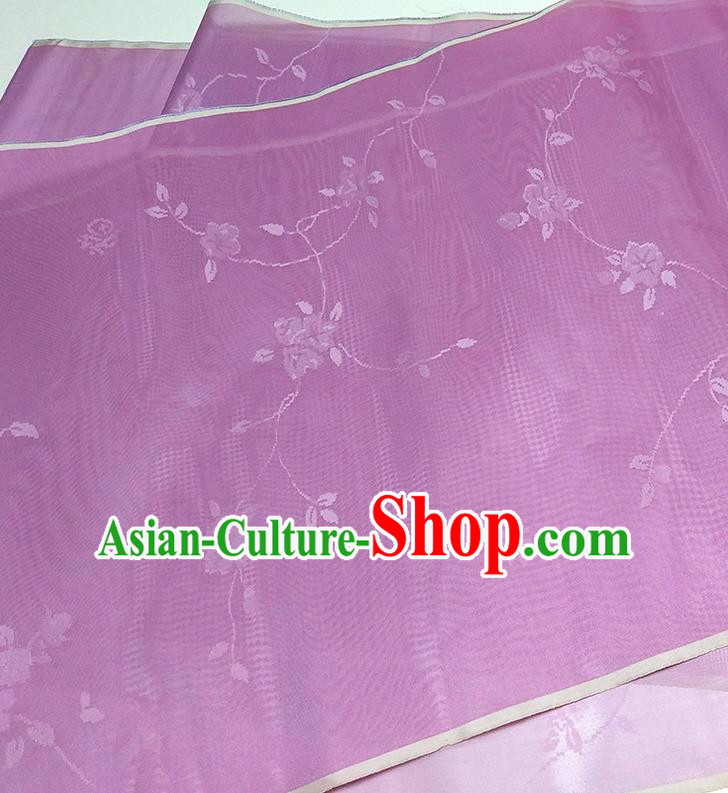Asian Chinese Traditional Flowers Branch Pattern Design Purple Silk Fabric China Hanfu Silk Material