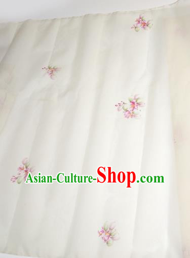 Asian Chinese Traditional Little Flowers Pattern Design White Silk Fabric China Hanfu Silk Material