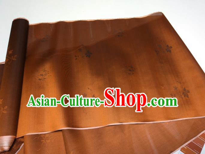 Asian Chinese Traditional Plum Orchid Pattern Design Brown Silk Fabric China Hanfu Silk Material