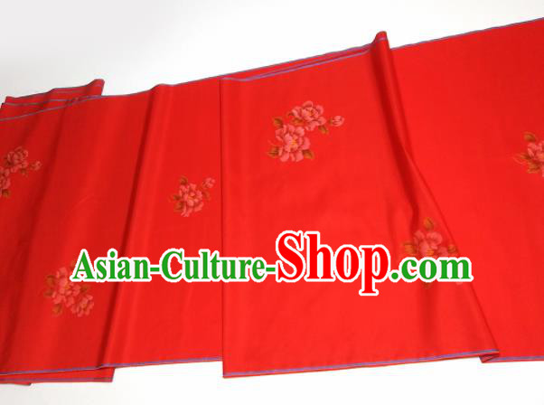 Chinese Traditional Roses Pattern Design Red Silk Fabric Asian China Hanfu Silk Material