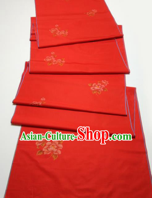 Chinese Traditional Roses Pattern Design Red Silk Fabric Asian China Hanfu Silk Material