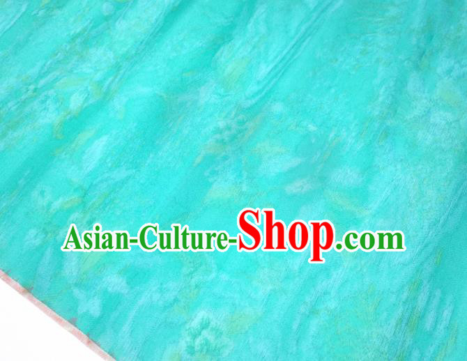 Chinese Traditional Pattern Design Blue Silk Fabric Asian China Hanfu Silk Material