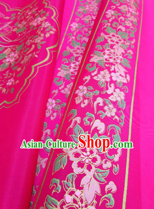 Chinese Traditional Phoenix Flowers Pattern Design Rosy Silk Fabric Asian China Hanfu Silk Material