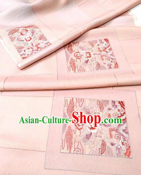 Chinese Traditional Embroidered Pattern Design Pink Silk Fabric Asian China Hanfu Silk Material