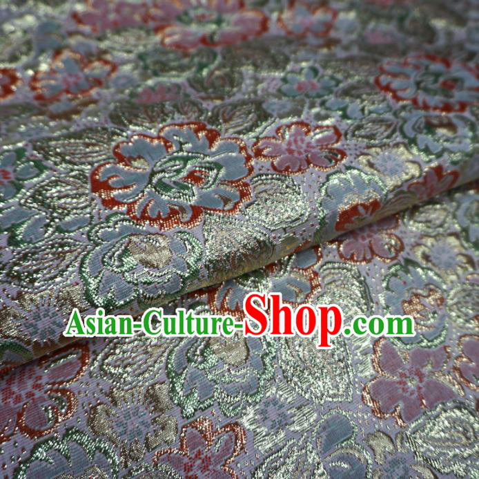 Chinese Traditional Pattern Design White Brocade Fabric Asian Satin China Hanfu Silk Material