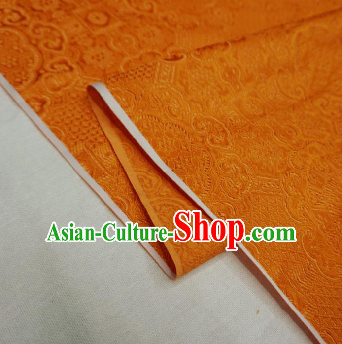 Chinese Traditional Rosette Pattern Design Orange Brocade Fabric Asian Satin China Hanfu Silk Material
