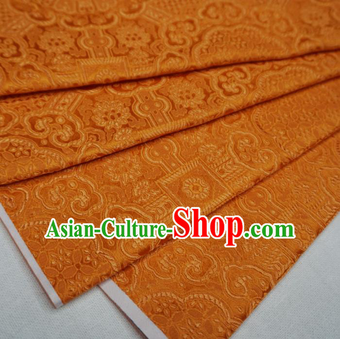Chinese Traditional Rosette Pattern Design Orange Brocade Fabric Asian Satin China Hanfu Silk Material
