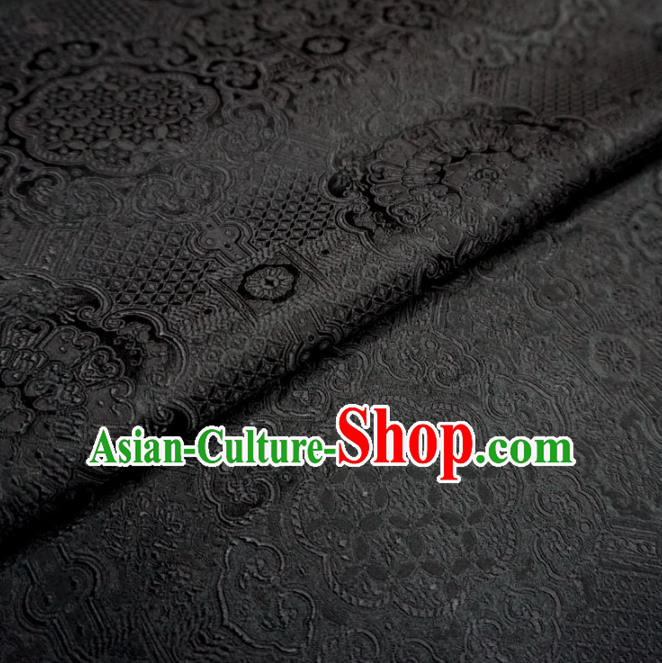 Black Brocade Fabric, Jacquard Fabric, Clouds Fabric, Chinese