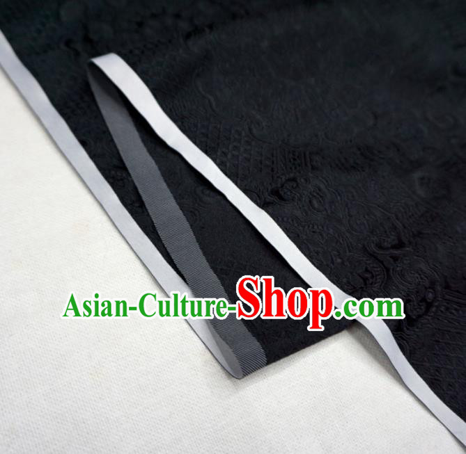 Chinese Traditional Rosette Pattern Design Black Brocade Fabric Asian Satin China Hanfu Silk Material