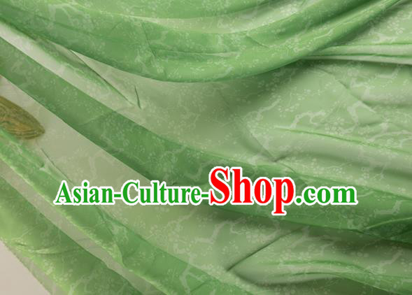 Chinese Traditional Plum Pattern Design Green Chiffon Fabric Asian Satin China Hanfu Material