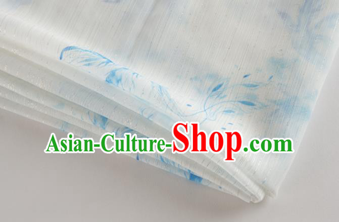 Chinese Traditional Printing Pattern Design White Chiffon Fabric Asian China Hanfu Material