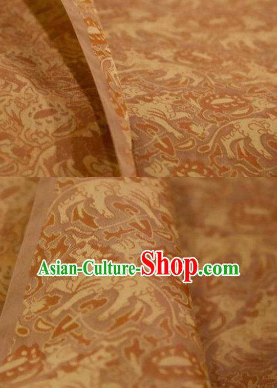 Chinese Traditional Leopard Pattern Design Ginger Silk Fabric Asian China Hanfu Mulberry Silk Material