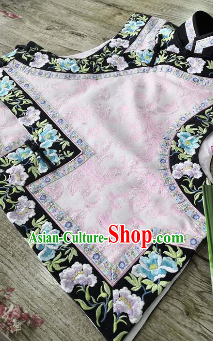 Chinese Traditional Qing Dynasty Embroidered Pink Vest Ancient Princess Costume for Women