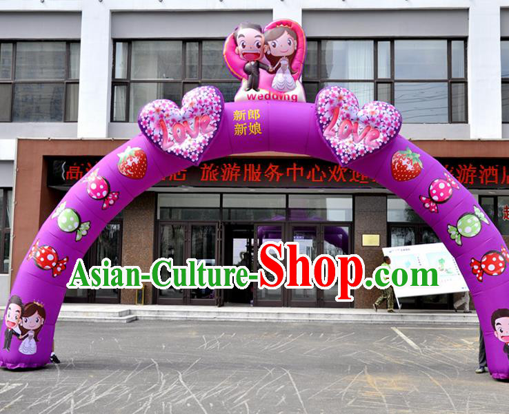 Large Chinese Wedding Inflatable Purple Archway Product Models New Year Inflatable Arches
