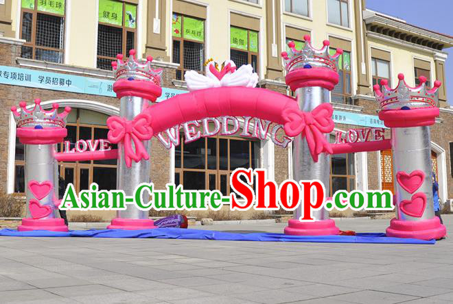 Large Christmas Day New Year Inflatable Models Wedding Pink Bowknot Inflatable Arches Archway