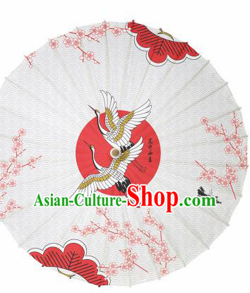 Chinese Traditional Printing Crane Plum Oil Paper Umbrella Artware Paper Umbrella Classical Dance Umbrella Handmade Umbrellas