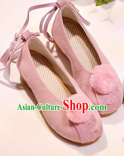 Asian Chinese National Pink Shoes Hanfu Shoes Traditional Opera Shoes Princess Shoes for Women