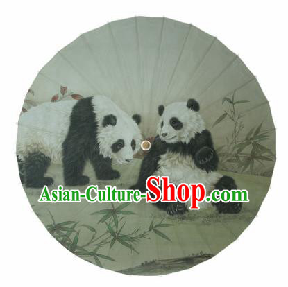 Chinese Traditional Printing Panda Oil Paper Umbrella Artware Paper Umbrella Classical Dance Umbrella Handmade Umbrellas