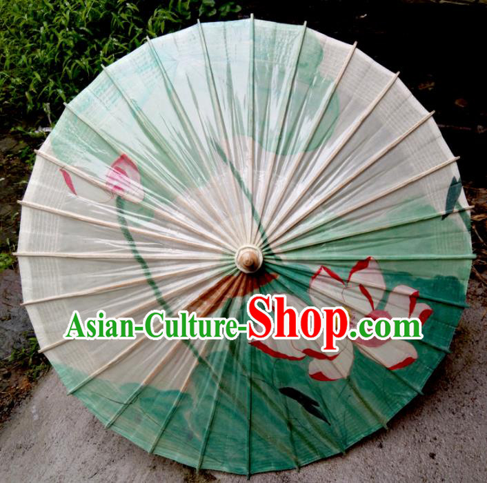 Chinese Traditional Painting Lotus Oil Paper Umbrella Artware Paper Umbrella Classical Dance Umbrella Handmade Umbrellas