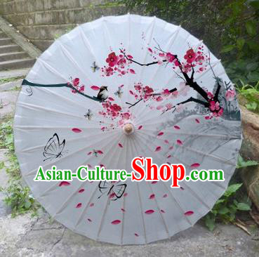 Chinese Printing Plum Butterfly Oil Paper Umbrella Artware Paper Umbrella Traditional Classical Dance Umbrella Handmade Umbrellas