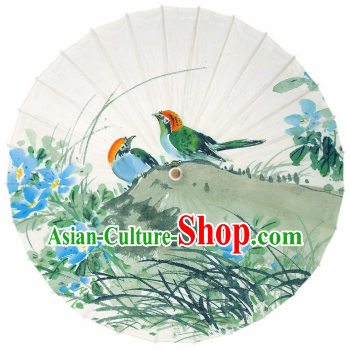 Chinese Printing Orchid Birds Oil Paper Umbrella Artware Paper Umbrella Traditional Classical Dance Umbrella Handmade Umbrellas
