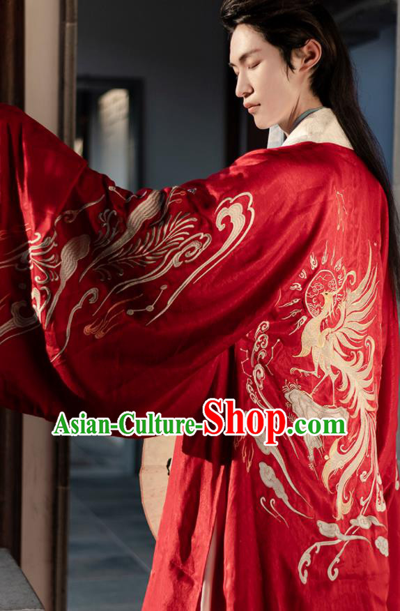 Chinese Ancient Prince Red Costumes Traditional Ming Dynasty Nobility Childe Clothing for Men