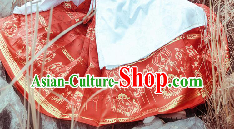 Chinese Drama Ancient Nobility Lady Red Dress Traditional Ming Dynasty Court Costumes for Women