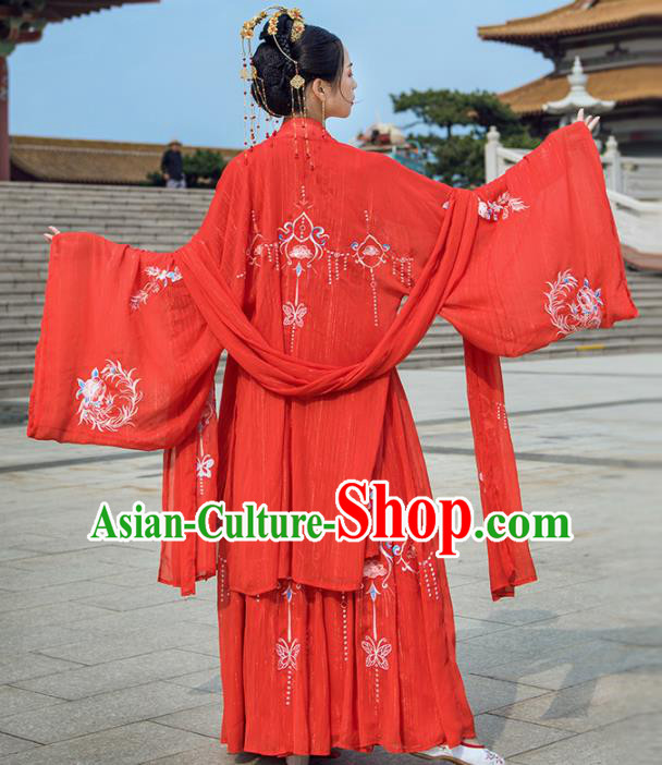 Chinese Drama Ancient Bride Wedding Red Hanfu Dress Traditional Tang Dynasty Princess Costumes for Women