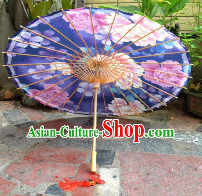 Chinese Artware Paper Umbrella Traditional Printing Flowers Purple Oil Paper Umbrella Classical Dance Umbrella Handmade Umbrellas