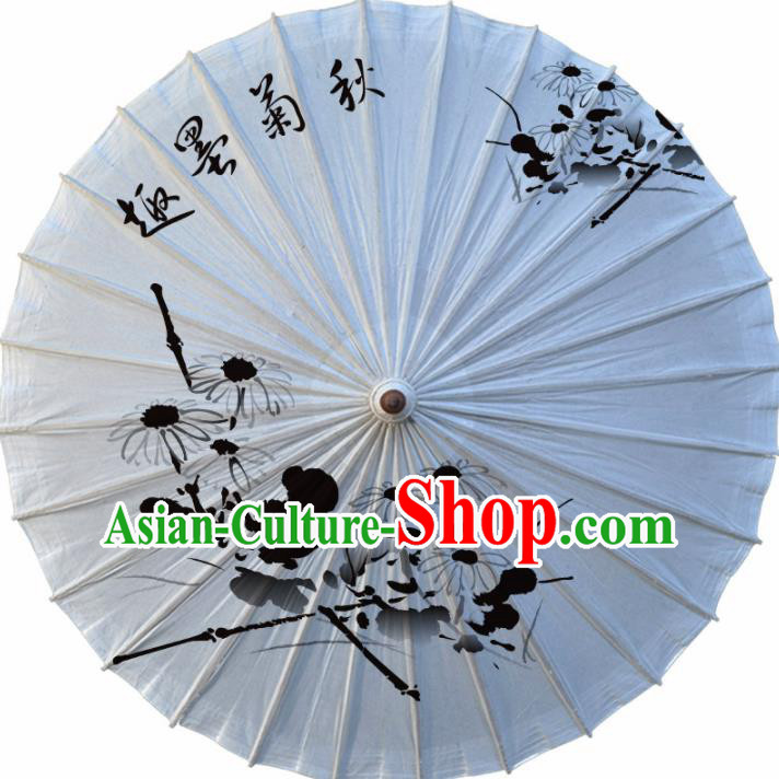 Chinese Artware Paper Umbrella Traditional Ink Painting Chrysanthemum Oil Paper Umbrella Classical Dance Umbrella Handmade Umbrellas