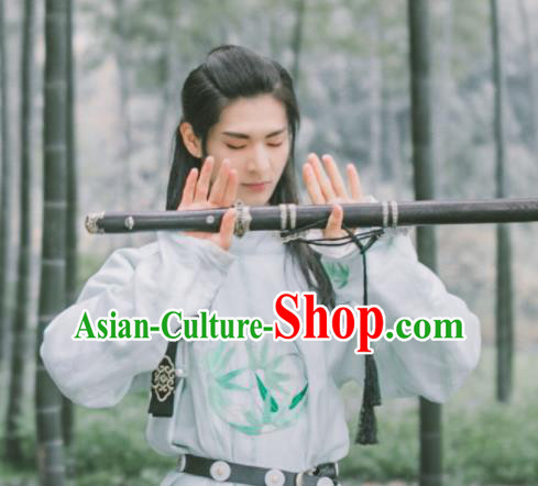Chinese Traditional Cosplay Tang Dynasty Swordsman Blue Costumes Ancient Scholar Clothing for Men