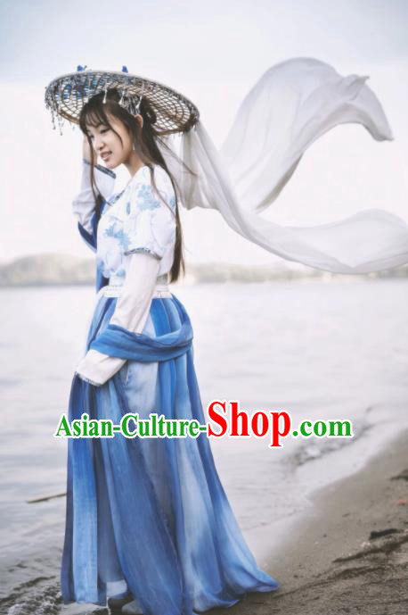 Chinese Traditional Tang Dynasty Female Civilian Costumes Ancient Maidservant Hanfu Dress for Women