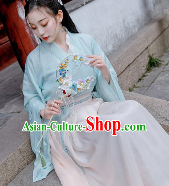 Chinese Traditional Ming Dynasty Female Civilian Costumes Ancient Drama Goddess Chiffon Hanfu Dress for Women
