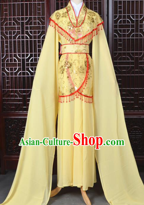 Chinese Traditional Beijing Opera Hua Dan Yellow Dress Peking Opera Diva Costumes for Women