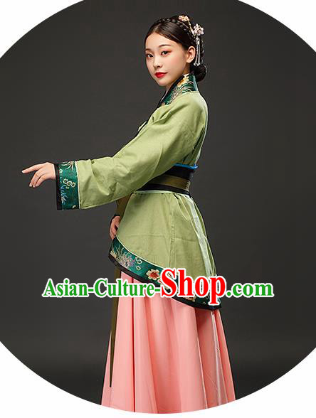 Chinese Traditional Han Dynasty Female Civilian Green Dress Ancient Maidservant Costumes for Women