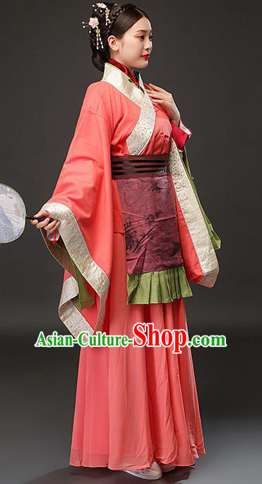 Chinese Traditional Spring and Autumn Period Imperial Concubine Xi Shi Pink Dress Ancient Patrician Lady Costumes for Women