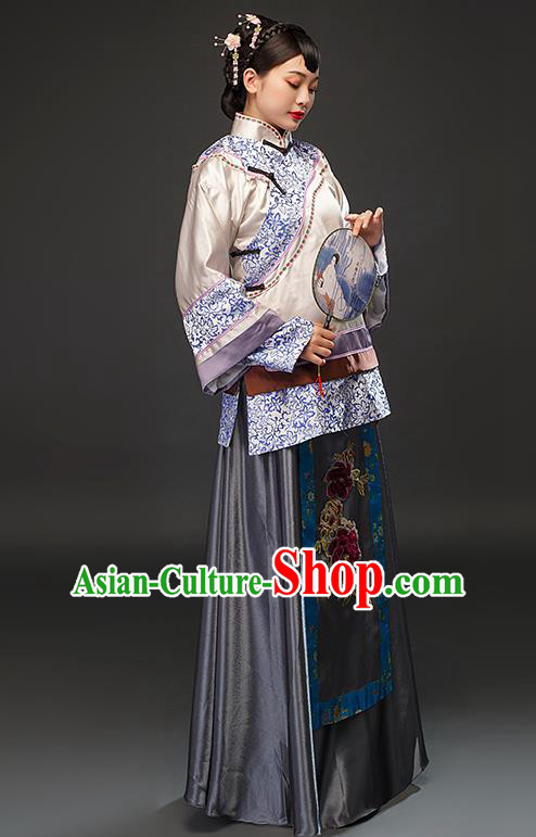 Chinese Traditional Qing Dynasty Patrician Lady Dress Ancient Young Mistress Costumes for Women