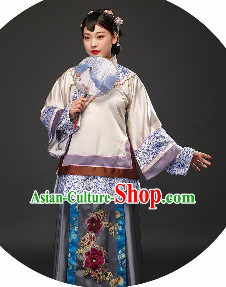 Chinese Traditional Qing Dynasty Patrician Lady Dress Ancient Young Mistress Costumes for Women