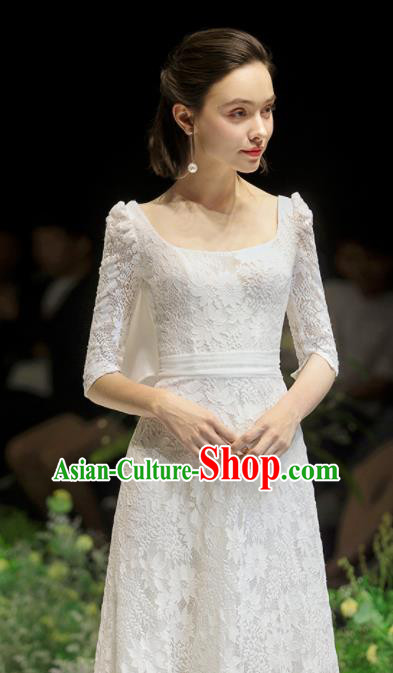 Custom Top Grade White Lace Wedding Dress Bride Full Dress for Women