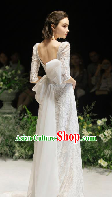 Custom Top Grade White Lace Wedding Dress Bride Full Dress for Women