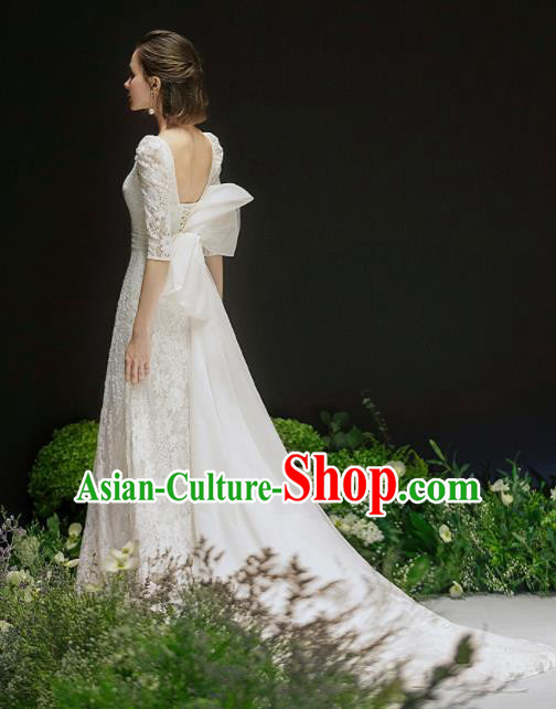 Custom Top Grade White Lace Wedding Dress Bride Full Dress for Women