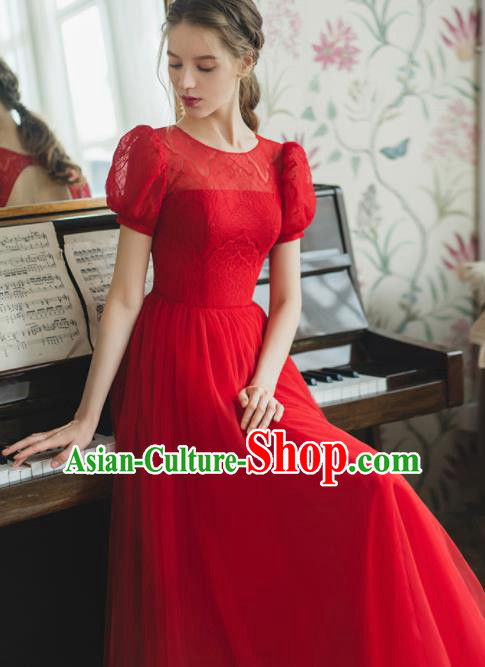 Custom Top Grade Red Veil Wedding Dress Bride Lace Full Dress for Women