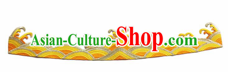 Chinese Traditional Embroidery Waves Yellow Applique Embroidered Patches Embroidering Cloth Accessories