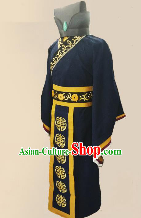 Chinese Ancient Song Dynasty Landlord Clothing Traditional Ancient Ministry Councillor Costumes and Hat for Men