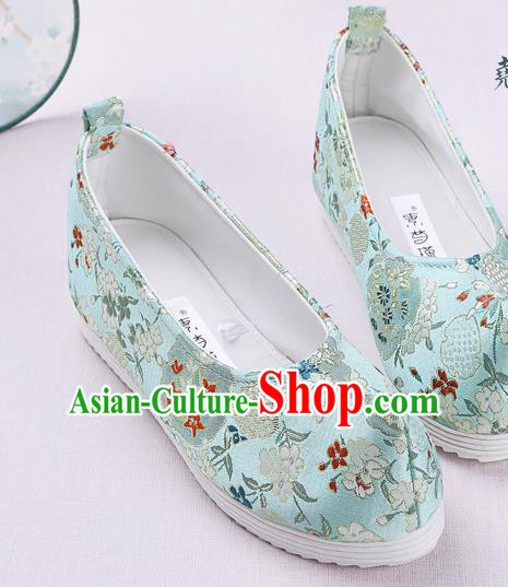 Chinese Handmade Opera Embroidered Green Brocade Bow Shoes Traditional Hanfu Shoes National Shoes for Women