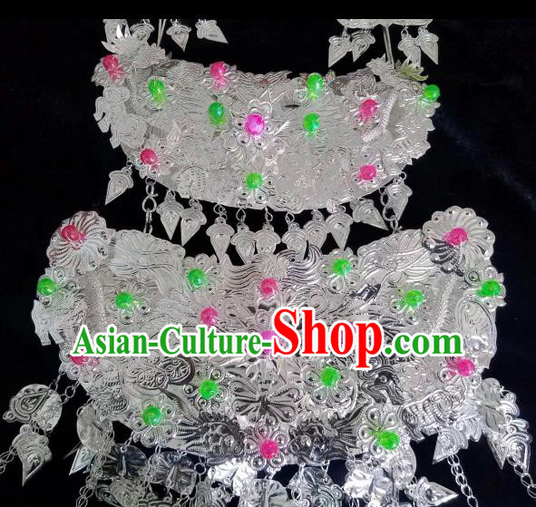 Chinese Handmade Traditional Miao Nationality Tassel Necklace Ethnic Wedding Bride Accessories for Women