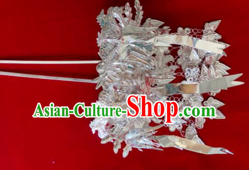 Chinese Traditional Handmade Miao Nationality Bride Bird Tassel Hairpins Ethnic Wedding Hair Accessories for Women