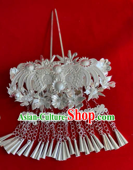 Chinese Traditional Handmade Miao Nationality Bride Tassel Hairpins Ethnic Wedding Hair Accessories for Women