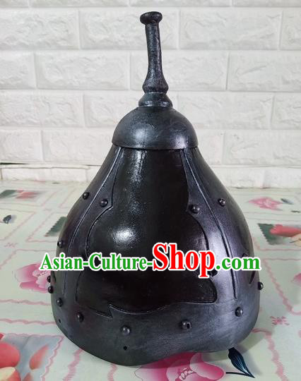 Chinese Handmade Traditional Yuan Dynasty Soldier Helmet Ancient General Hat for Men