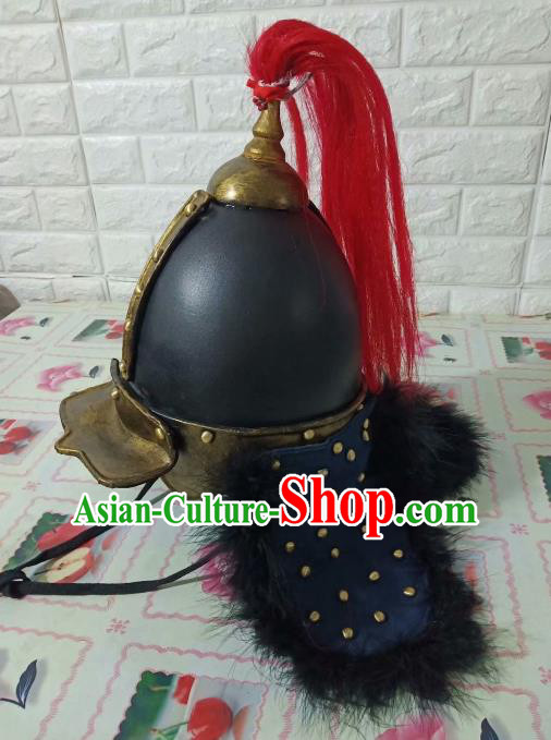 Chinese Handmade Traditional Ming Dynasty Soldier Helmet Ancient General Hat for Men